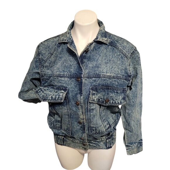 Vintage Belma Distressed 80s Denim Jacket Size Small Blue Retro Acid Wash - Picture 1 of 9